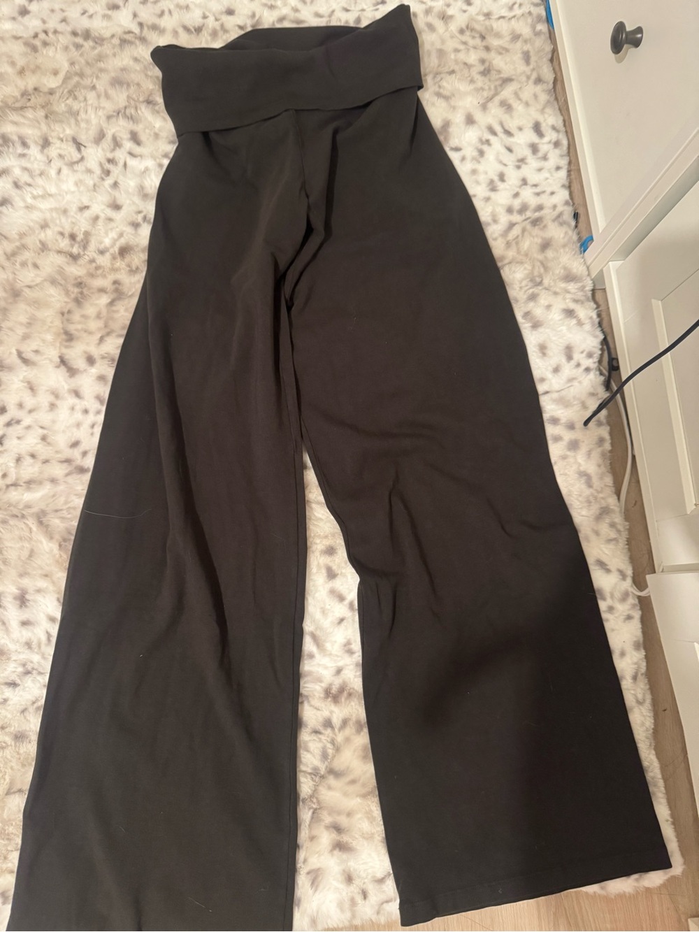 Brandy Melville Black Wide-Leg Fold-Over priscilla pants